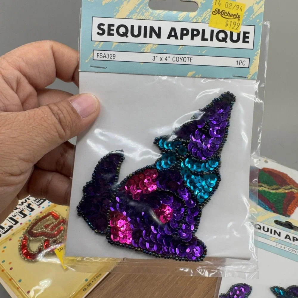 Elegance Mixed Sequin Applique Lot 6 Multicolor Vintage Wolf Balloon Clown Heart